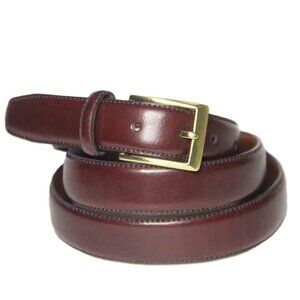 Jos A Bank Italian Leather Dress Belt Burgundy Men's Size 44 BEST FITS 42